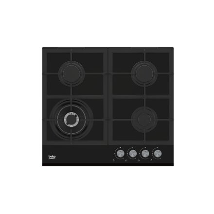 BEKO Hob , HILW64235S , Gas , Number of burners/cooking zones 4 , Rotary knobs , Black
