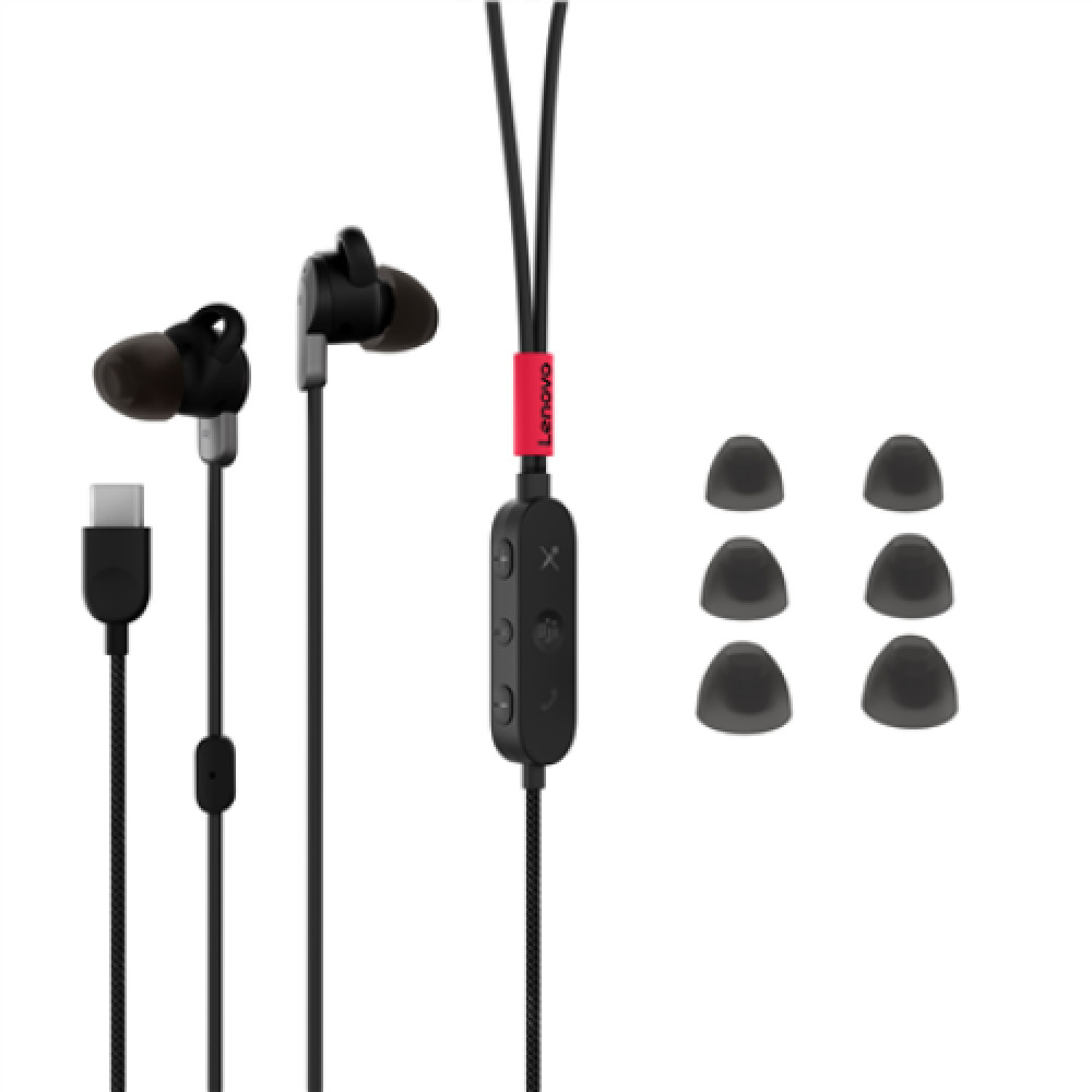 Lenovo , Go USB-C ANC In-Ear Headphones (MS Teams) , Built-in microphone , USB Type-C , Wired , Black