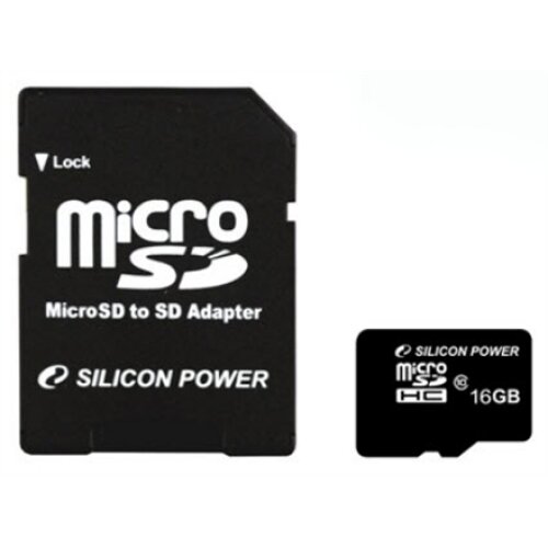 Silicon Power , 16 GB , MicroSDHC , Flash memory class 10 , SD adapter