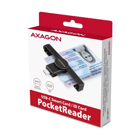 AXAGON Foldable pocket USB-C contact Smart/ID card reader , CRE-SMPC