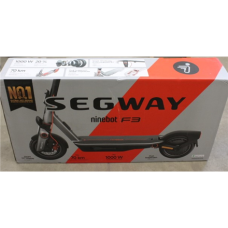 SALE OUT. Ninebot by Segway eKickScooter F3 E , Segway F3 E , eKickScooter , 1000 W , Up to 25 km/h , 10 , 24 month(s) , Black , DAMAGED PACKAGING, USED, DIRTY, SCRATCHED