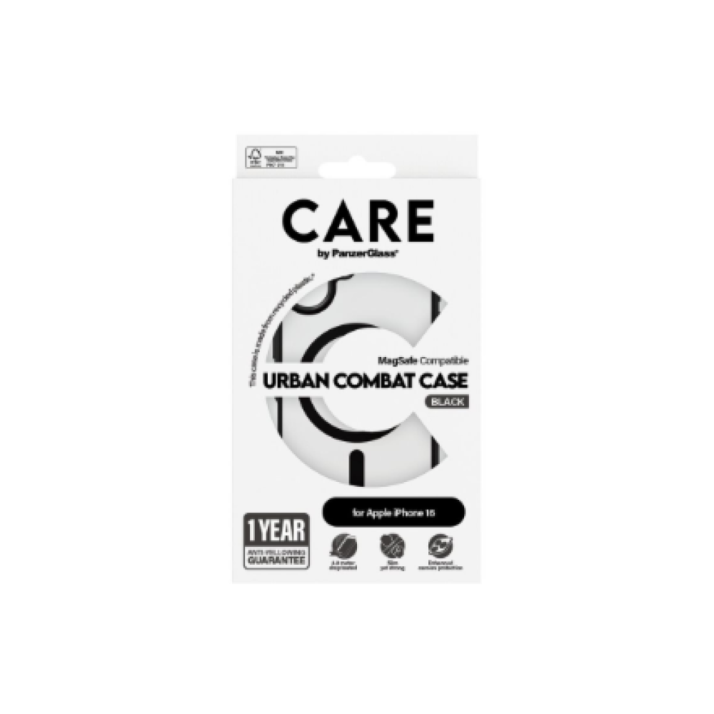 CARE Flagship Case , Back cover , Apple , iPhone 16 , Recycled plastic , Black , MagSafe