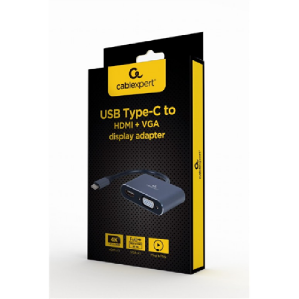 Cablexpert , USB Type-C to HDMI and VGA display adapter , A-USB3C-HDMIVGA-01 , USB Type-C
