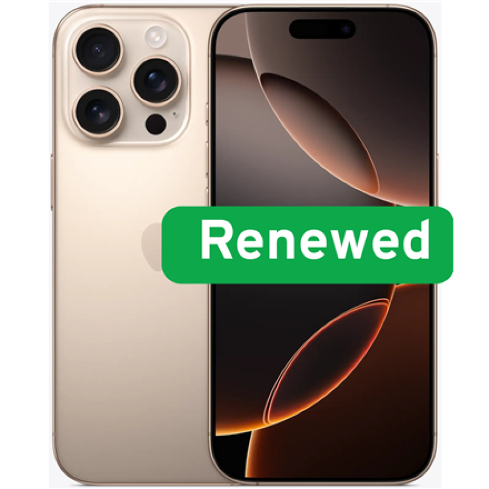 Apple , RENEW , Grade B , iPhone 16 Pro , Desert Titanium , 6.1 , Super Retina XDR OLED , 2556 x 1179 pixels , A18 Pro , 8 GB , 128 GB , Dual SIM , 5G , 48+12+12 MP , iOS , 18