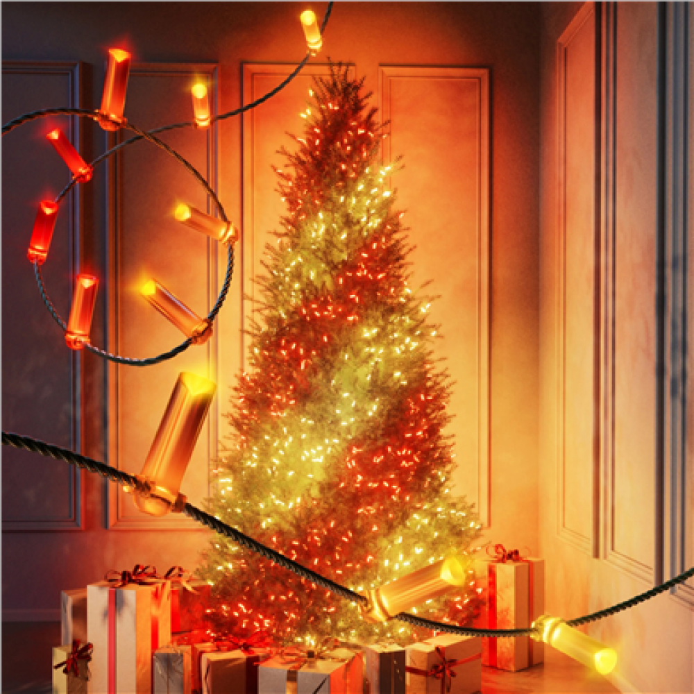 Twinkly Candies 100 Candle-shaped RGB LEDs, USB-C,Green Wire