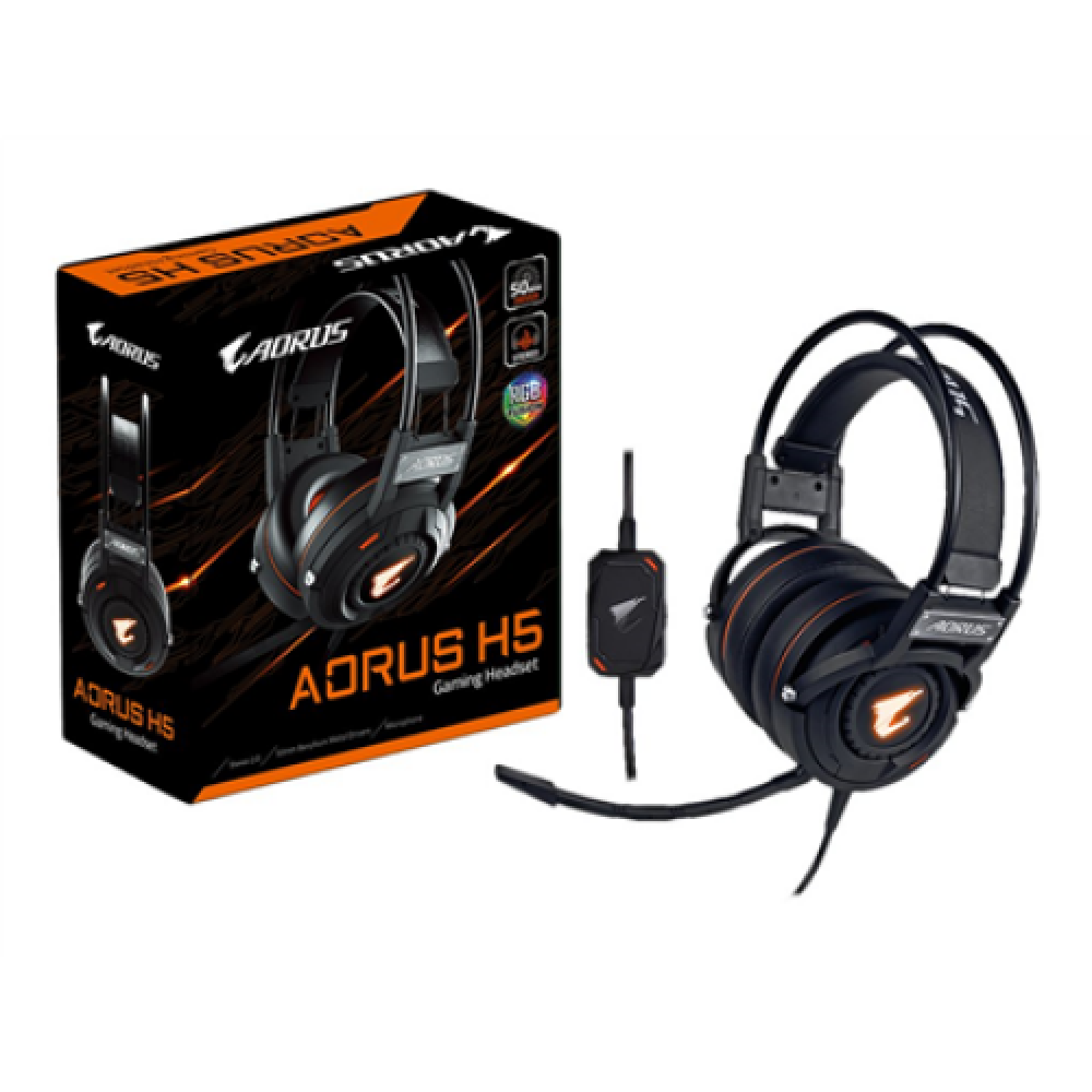 Gigabyte Gaming Headset AORUS H5 3.5 mm, Black, Built-in microphone