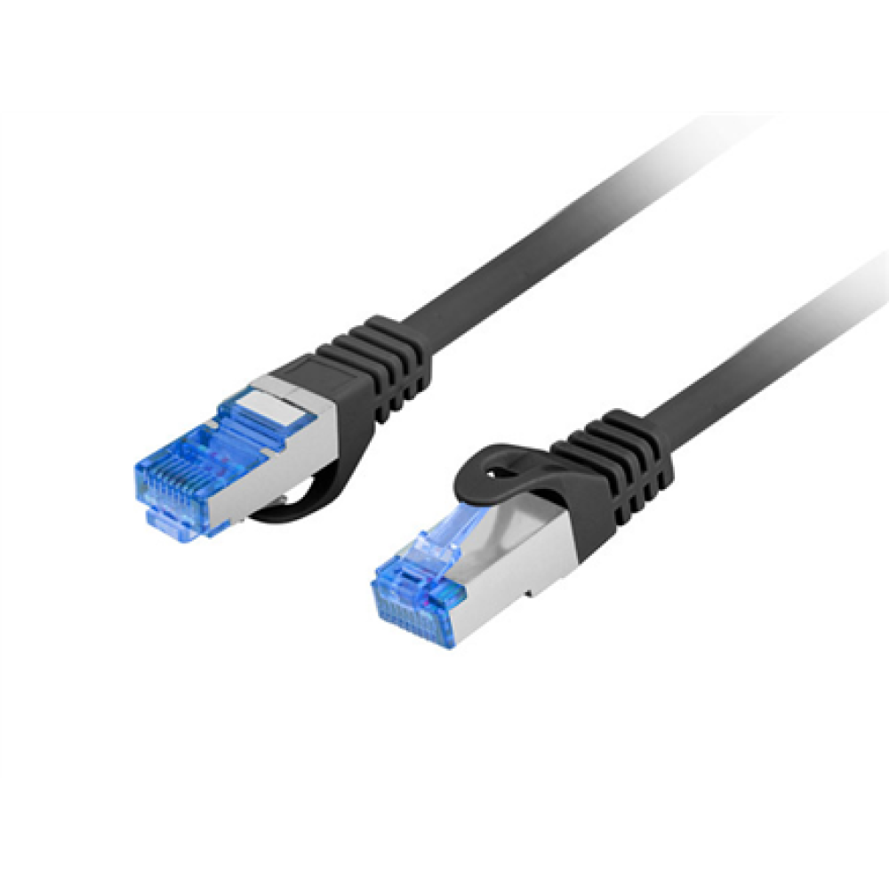 Lanberg Patchcord Cat.6A S/FTP LSZH CCA Black Fluke Passed , PCF6A-10CC-0050-BK , 0.5 m