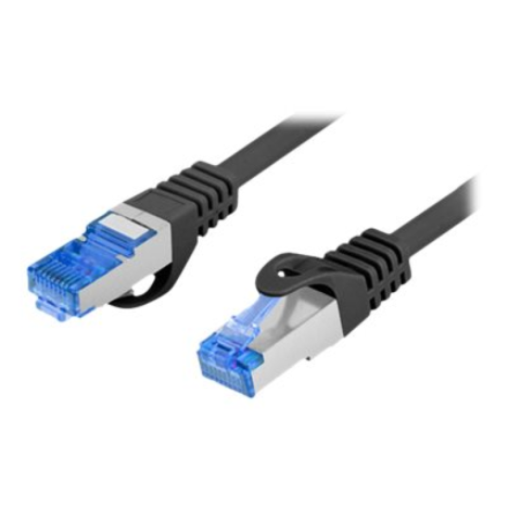 Lanberg Patchcord Cat.6A S/FTP LSZH CCA Black Fluke Passed , PCF6A-10CC-0050-BK , 0.5 m