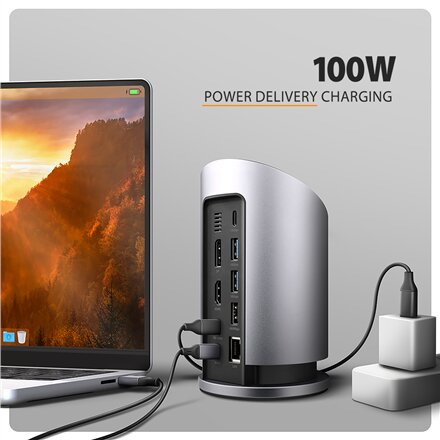 AXAGON USB-C 10Gbps Wireless Charging 9in1 hub , HMC-WL9
