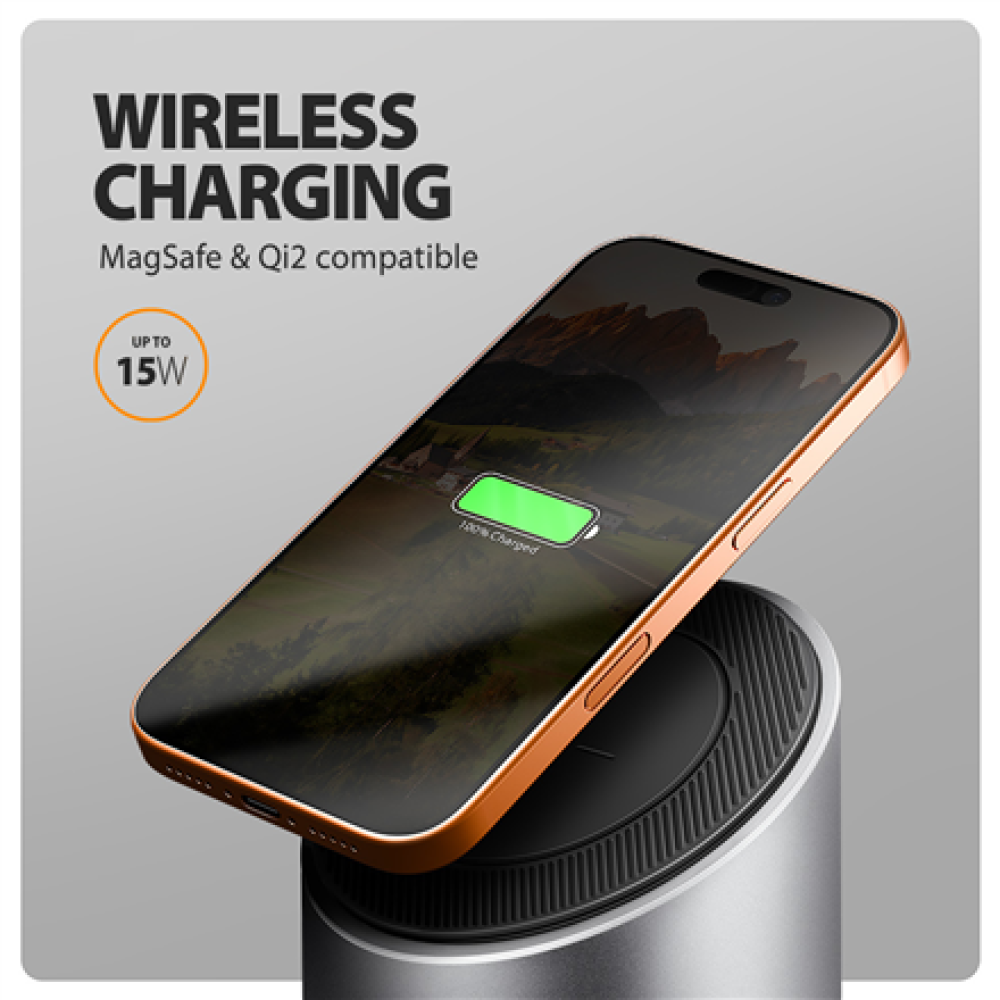 AXAGON USB-C 10Gbps Wireless Charging 9in1 hub , HMC-WL9
