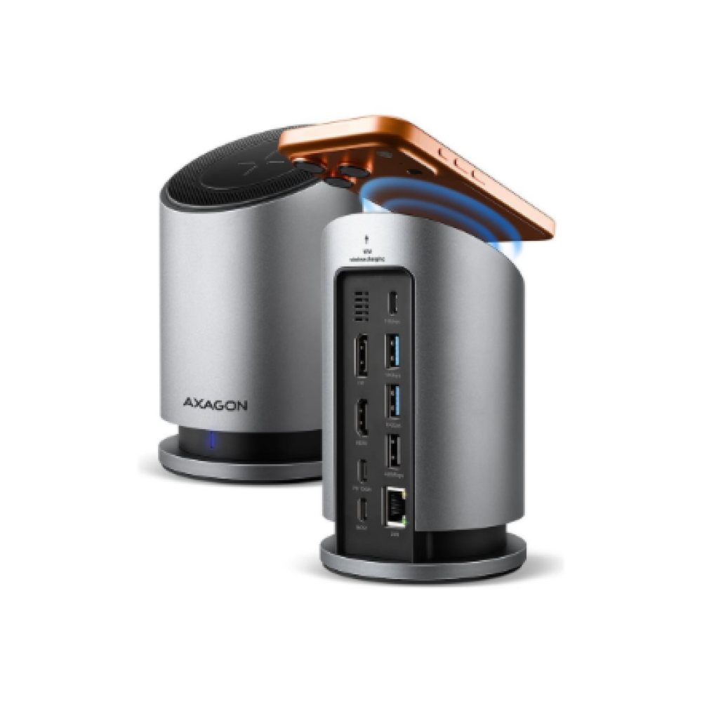 AXAGON USB-C 10Gbps Wireless Charging 9in1 hub , HMC-WL9