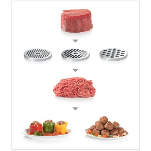 Bosch , Meat mincer , MFW68660 , Black , Throughput (kg/min) 4.3 , Kebbe, Sausage horn, Fruit press, Shredding Attachment, 4 barrels