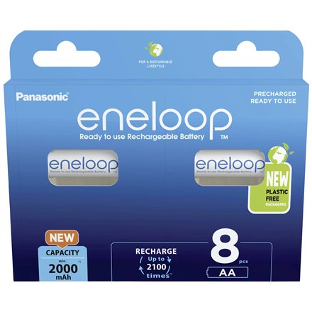 Panasonic , Rechargeable Batteries , ENELOOP BK-3MCDE/8BE , AA , 2000 mAh , 8 pc(s)