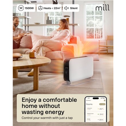 Mill , Portable Heater , CO1500MAXWIFI3 , Convection Heater , 1500 W , Suitable for rooms up to 14-18 m² , White , IPX4