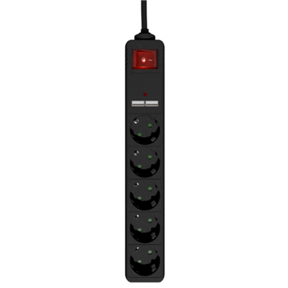 EnerGenie SPG5-U2-5-02 Power strip with USB charger, 5 sockets, 1.5 m, USB 2A, black , EnerGenie