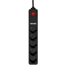 EnerGenie SPG5-U2-5-02 Power strip with USB charger, 5 sockets, 1.5 m, USB 2A, black , EnerGenie