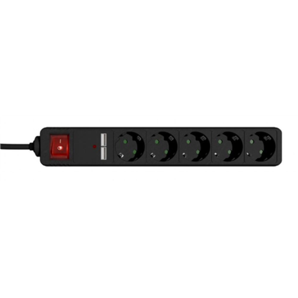 EnerGenie SPG5-U2-5-02 Power strip with USB charger, 5 sockets, 1.5 m, USB 2A, black , EnerGenie