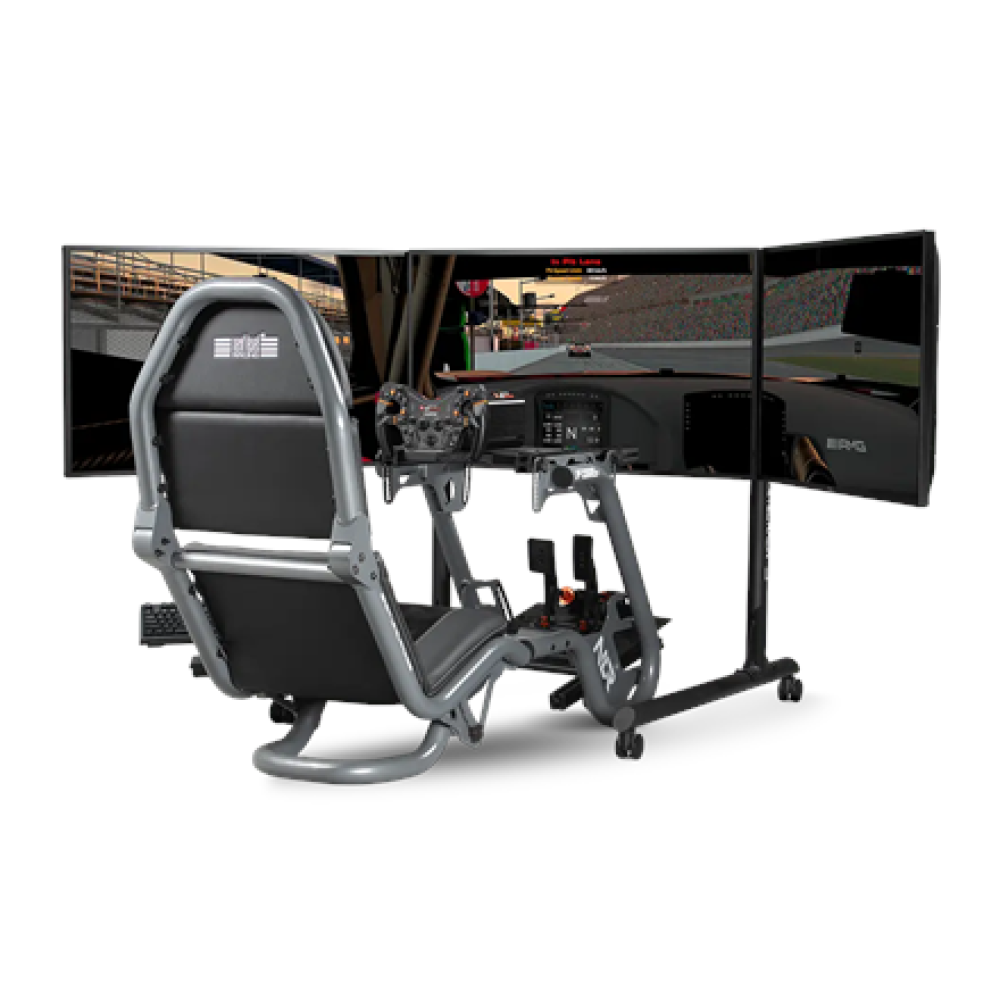 Next Level Racing Floor stand , Round Tube Freestanding Single Monitor Stand , Up to 3x43 , Height adjustment, Tilt , Maximum weight (capacity) 50 kg , Black
