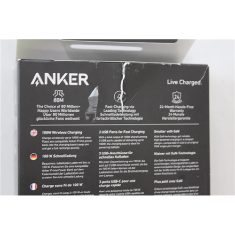 SALE OUT. Anker Prime Charging Base for Power Bank, 100W , A1902311 , Black , UNPACKED, DAMAGED PACKAGING, SCRATCHED