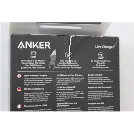 SALE OUT. Anker Prime Charging Base for Power Bank, 100W , A1902311 , Black , UNPACKED, DAMAGED PACKAGING, SCRATCHED