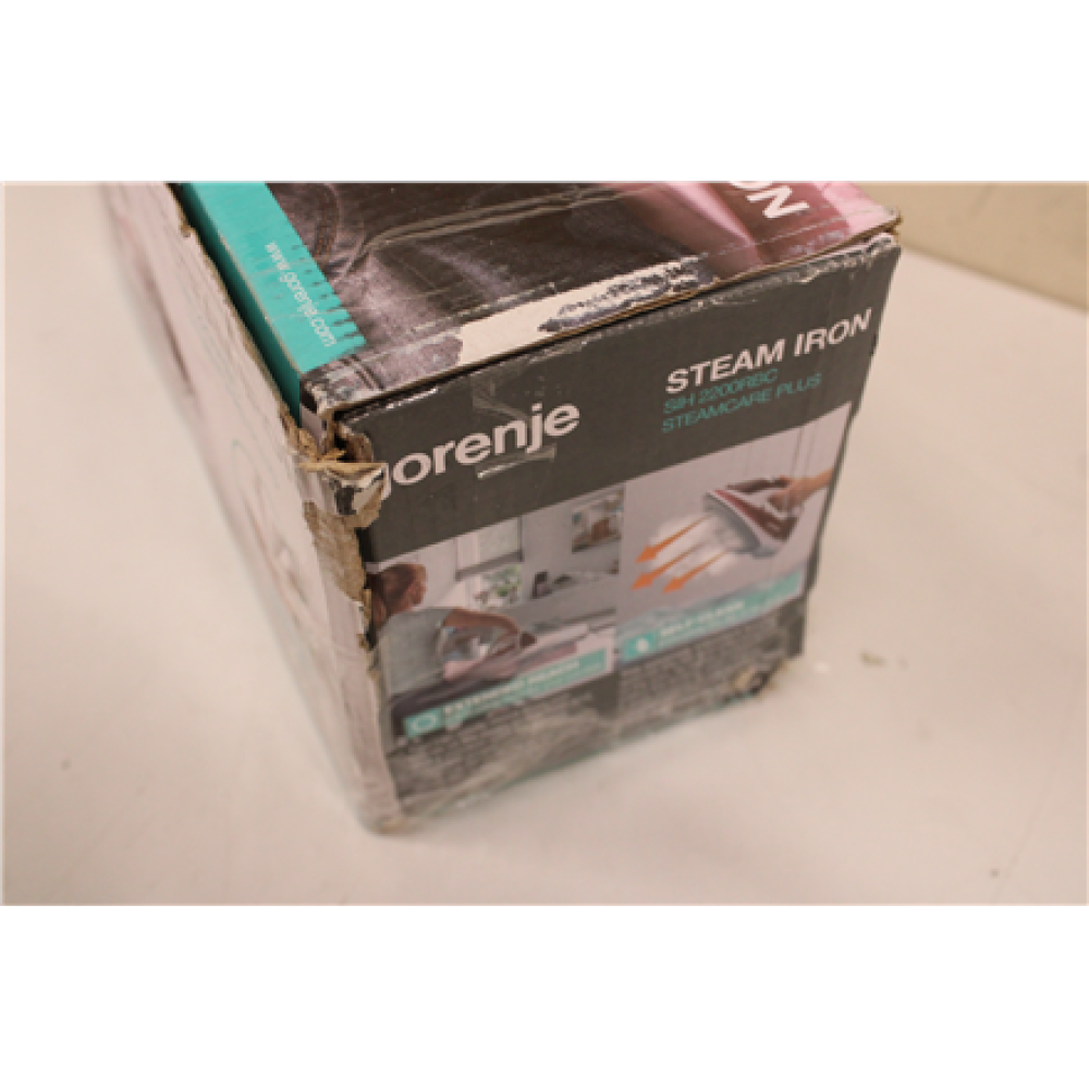 SALE OUT. Gorenje SIH2200RBC Steam iron, Water tank 0,28 L, Continuous steam 30 g/min, Red/White , Gorenje , Steam Iron , SIH2200RBC , Steam Iron , 2200 W , Water tank capacity 280 ml , Continuous steam 30 g/min , Red/White , DAMAGED PACKAGING