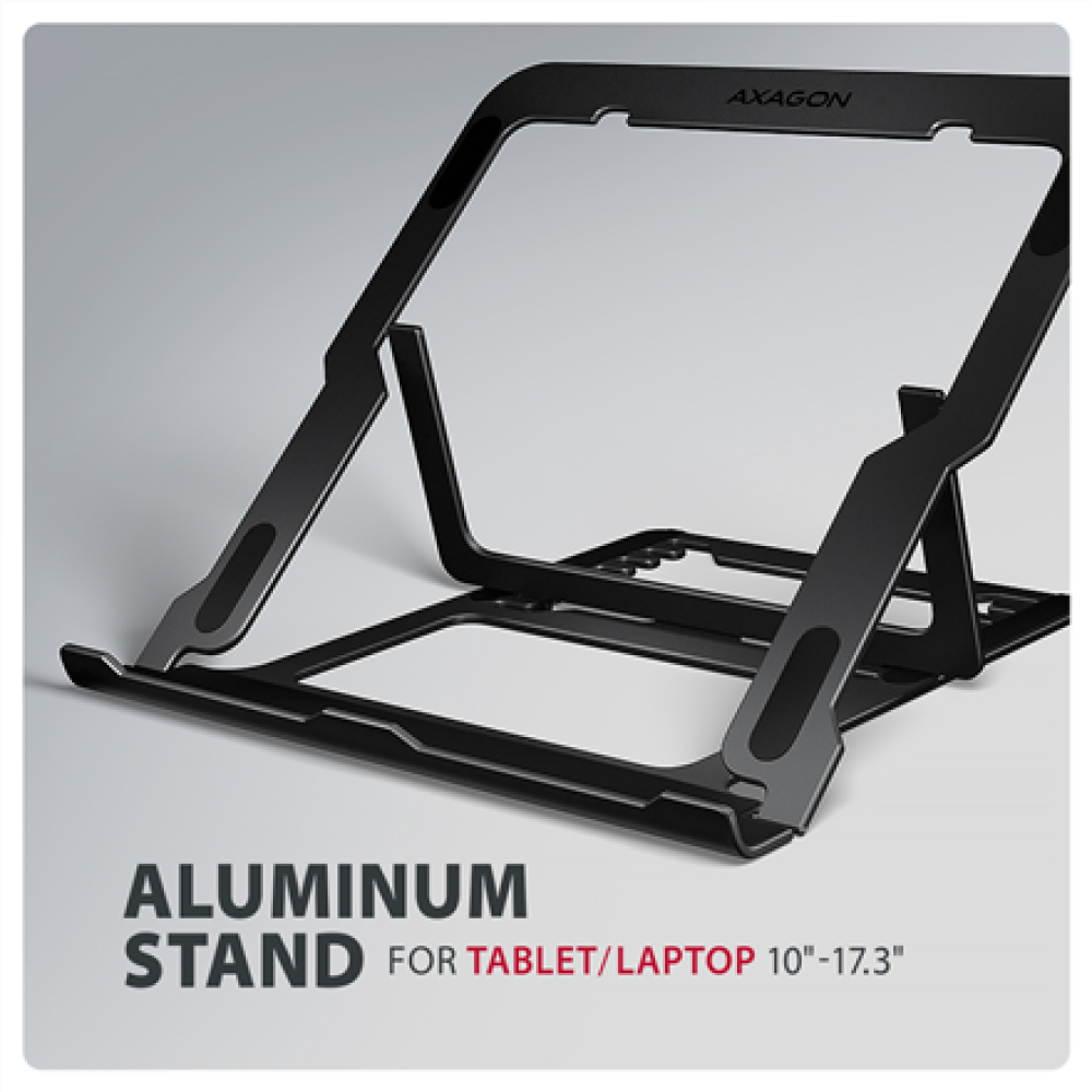 AXAGON STND-LAB stand for laptops and tablets , Adjustable Height, Angle , 10-17.3 , Maximum weight (capacity) 20 kg , Black