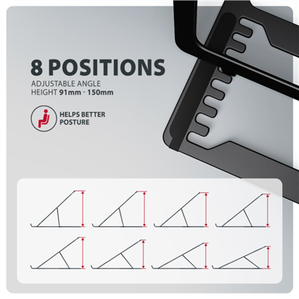 AXAGON STND-LAB stand for laptops and tablets , Adjustable Height, Angle , 10-17.3 , Maximum weight (capacity) 20 kg , Black