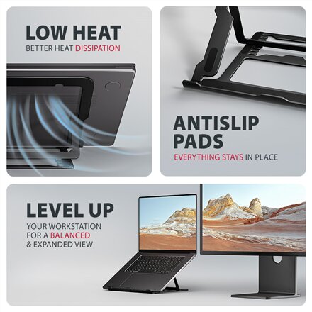 AXAGON STND-LAB stand for laptops and tablets , Adjustable Height, Angle , 10-17.3 , Maximum weight (capacity) 20 kg , Black