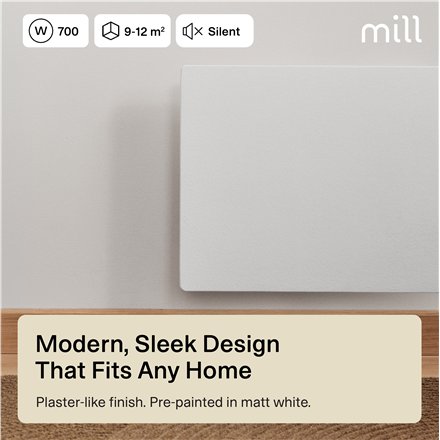 Mill Color Panel Heater, Wifi+App control , COLOR700WIFI4 , Panel Heater , 700 W , Suitable for rooms up to 9-12 m² , Matte White , IPX4