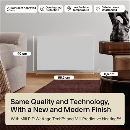Mill Color Panel Heater, Wifi+App control , COLOR700WIFI4 , Panel Heater , 700 W , Suitable for rooms up to 9-12 m² , Matte White , IPX4
