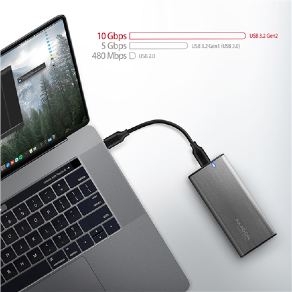AXAGON External USB-C 3.2 Gen 2 metal box for M.2 NVMe & SATA SSD disks , EEM2-SG2