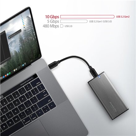 AXAGON External USB-C 3.2 Gen 2 metal box for M.2 NVMe & SATA SSD disks , EEM2-SG2