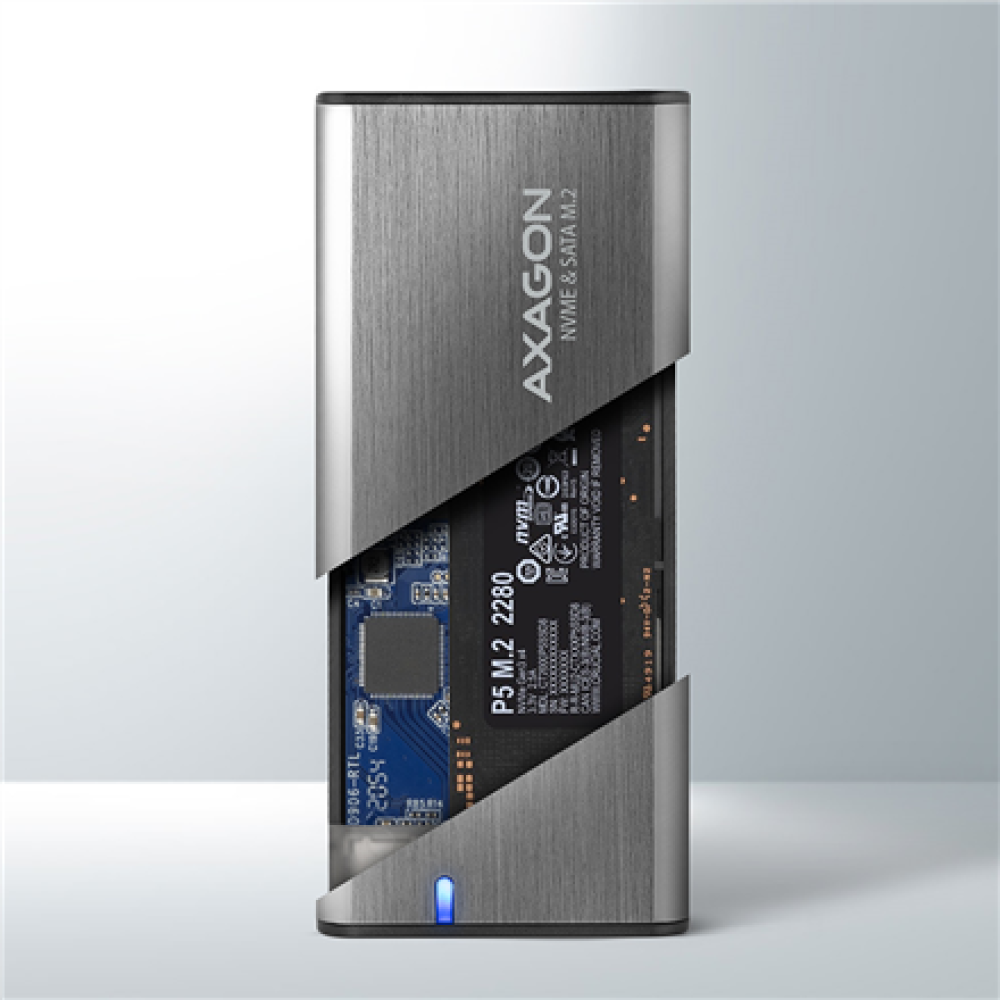 AXAGON External USB-C 3.2 Gen 2 metal box for M.2 NVMe & SATA SSD disks , EEM2-SG2