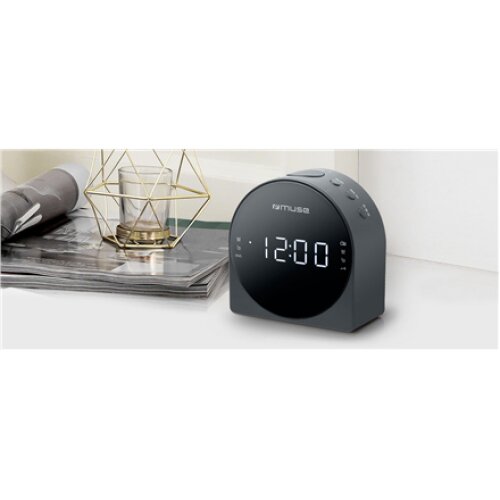 Muse , Dual Alarm Clock radio PLL , M-185CR , AUX in , Black
