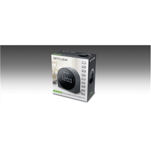 Muse , Dual Alarm Clock radio PLL , M-185CR , AUX in , Black