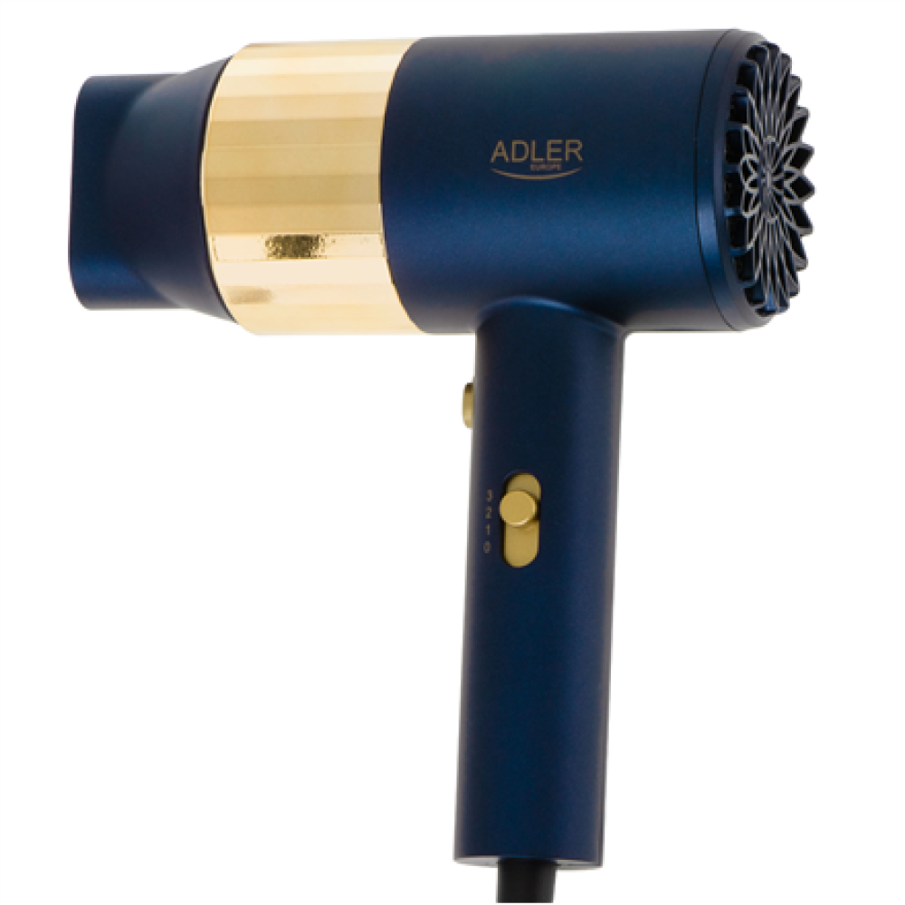 Adler Hair dryer , AD 2280 , 1800 W , Number of temperature settings 3 , Blue/Gold