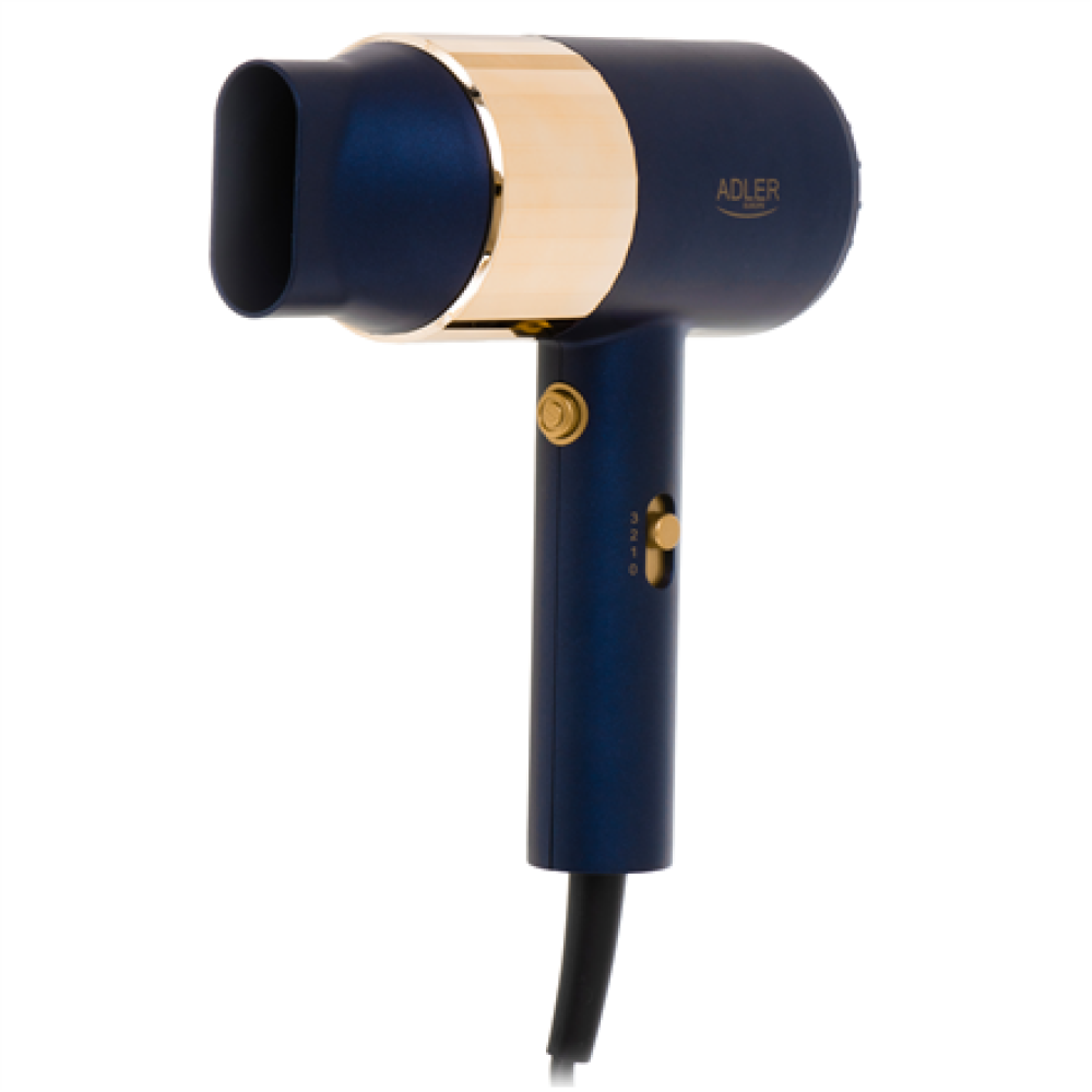 Adler Hair dryer , AD 2280 , 1800 W , Number of temperature settings 3 , Blue/Gold