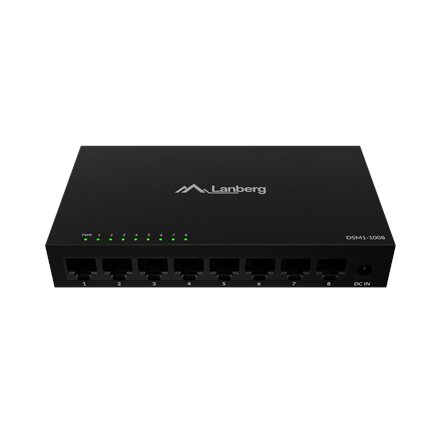 Lanberg , Switch 8x1GB/s Unmanagment Gigabit Ethernet Desktop 12V metal case , DSM1-1008