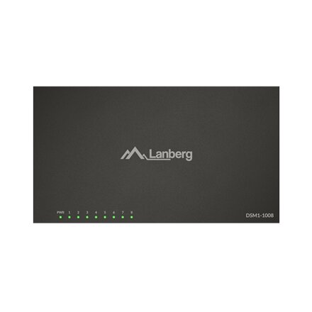 Lanberg , Switch 8x1GB/s Unmanagment Gigabit Ethernet Desktop 12V metal case , DSM1-1008