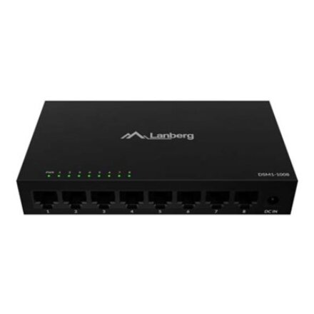 Lanberg , Switch 8x1GB/s Unmanagment Gigabit Ethernet Desktop 12V metal case , DSM1-1008