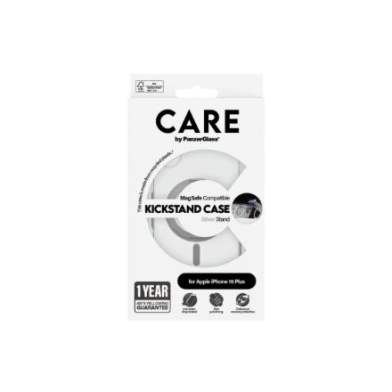 CARE by PanzerGlass Case Feature , Back protection , Apple , iPhone 16 Plus , Recycled plastic , Silver , Kickstand & MagSafe