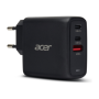 Acer 67W PD GaN Charger, 2 x USB C and 1 x USB A, EU Plug, 100W USB C cable, Retail Pack