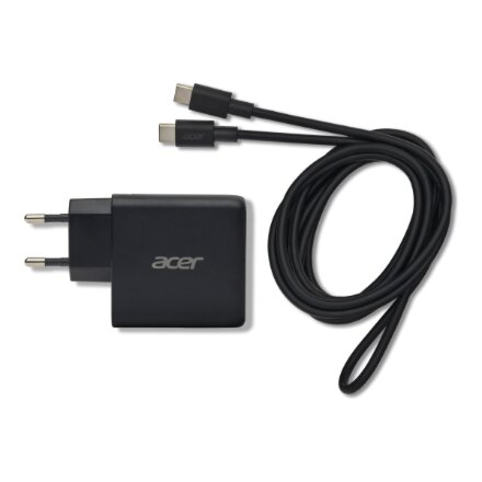 Acer 67W PD GaN Charger, 2 x USB C and 1 x USB A, EU Plug, 100W USB C cable, Retail Pack