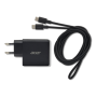 Acer 67W PD GaN Charger, 2 x USB C and 1 x USB A, EU Plug, 100W USB C cable, Retail Pack