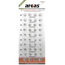 Arcas , AG Set (8xAG1, 8xAG3, 8xAG4, 8xAG13, 4xAG5, 4xAG12) , Alkaline Button Cell , 40 pc(s)