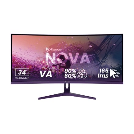 Arozzi , Nova , 34 , VA , UWQHD , 21:9 , 165 Hz , 1 ms , 3440 x 1440 pixels , 350 cd/m² , HDMI ports quantity 2 , Purple