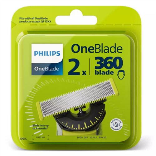 Philips , OneBlade Replacement blade, 2 pcs , QP420/50 , Black/Green