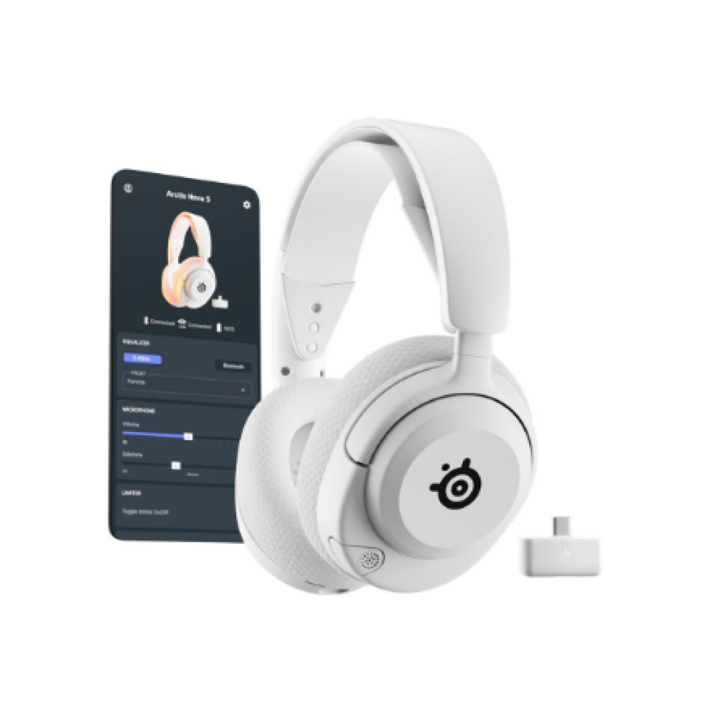 SteelSeries Gaming Headset , Arctis Nova 5 , Bluetooth , Over-ear , Microphone , Noise canceling , Wireless , White