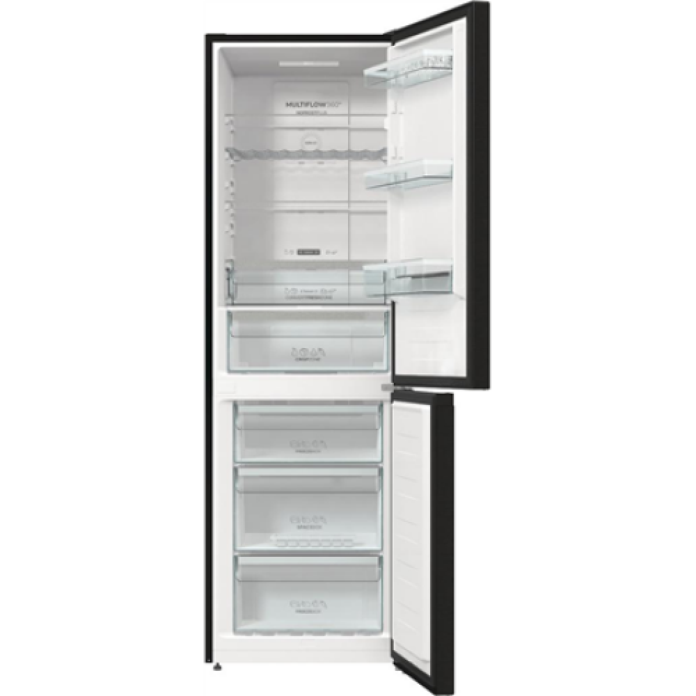 Gorenje Refrigerator NRK619EABXL4 Energy efficiency class E, Free standing, Combi, Height 185 cm, No Frost system, Fridge net capacity 204 L, Freezer net capacity 96 L, Display, 38 dB, Black