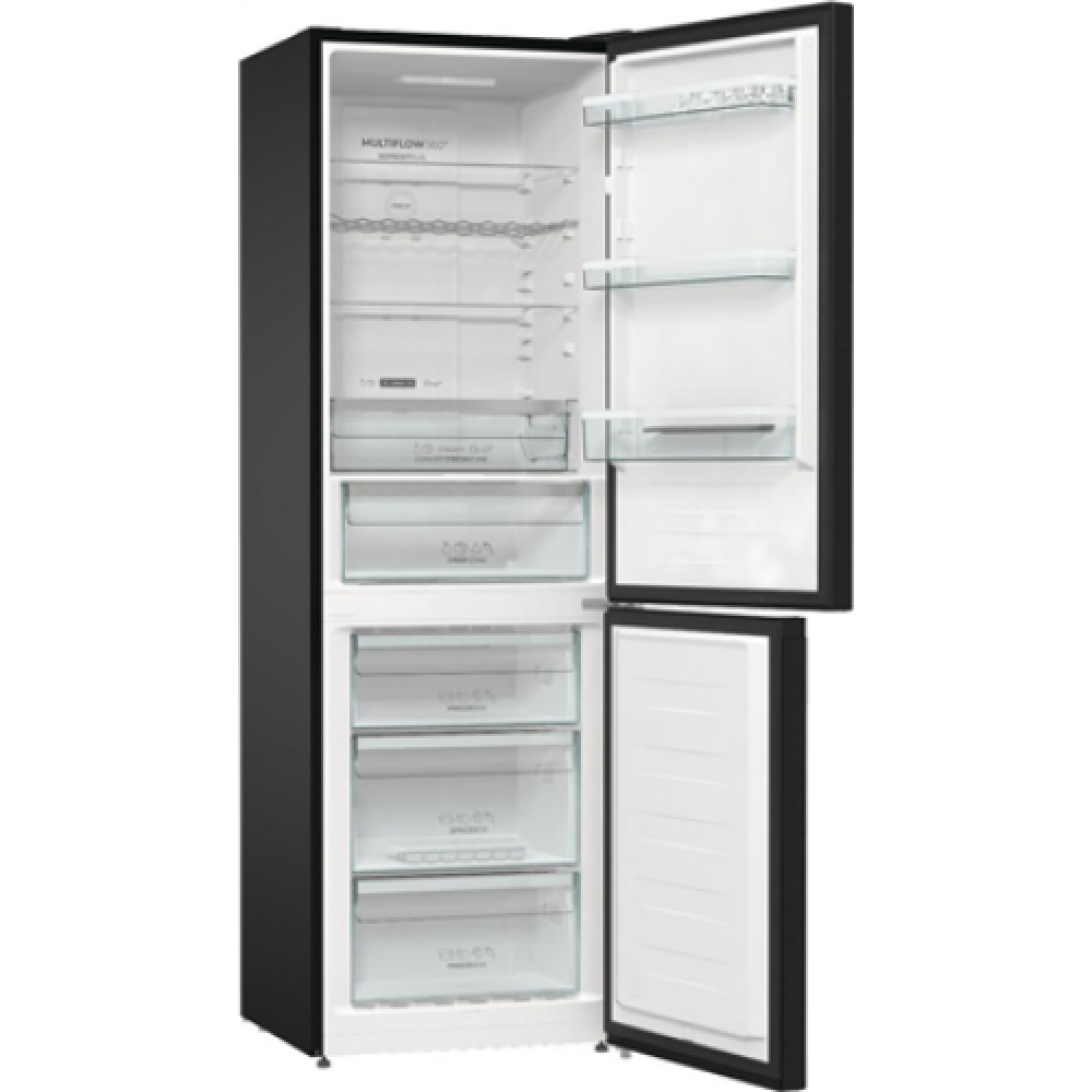 Gorenje Refrigerator NRK619EABXL4 Energy efficiency class E, Free standing, Combi, Height 185 cm, No Frost system, Fridge net capacity 204 L, Freezer net capacity 96 L, Display, 38 dB, Black